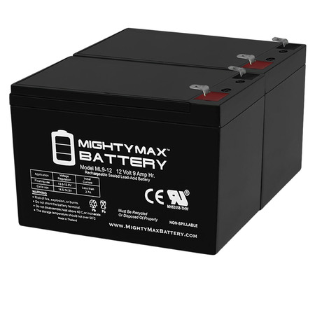 MIGHTY MAX BATTERY 12V 9AH Zipp Battery SLA-12V-8AH-T1 Replacement SLA Battery - 2 Pack ML9-12MP25112457